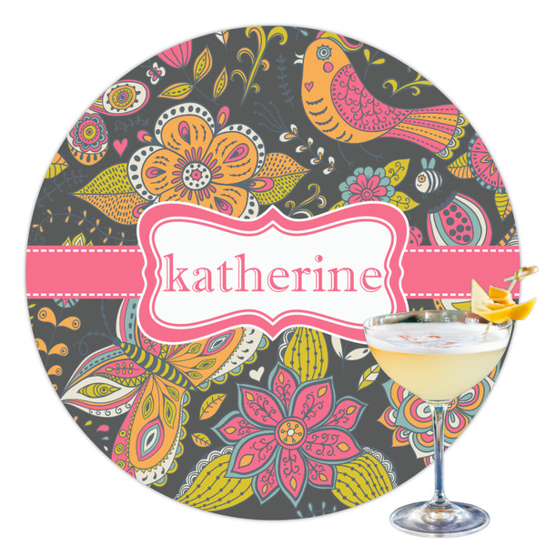 Custom Birds & Butterflies Printed Drink Topper - 3.5" (Personalized)