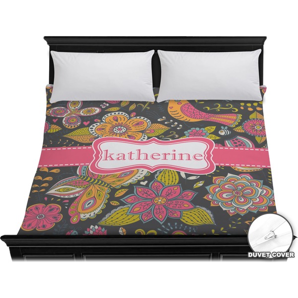 Custom Birds & Butterflies Duvet Cover - King (Personalized)