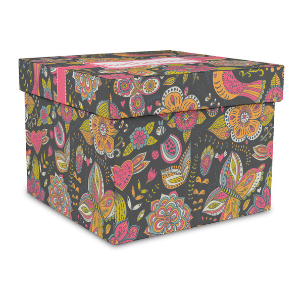 Custom Birds & Butterflies Gift Box with Lid - Canvas Wrapped - Large (Personalized)