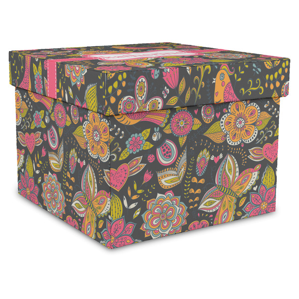 Custom Birds & Butterflies Gift Box with Lid - Canvas Wrapped - X-Large (Personalized)