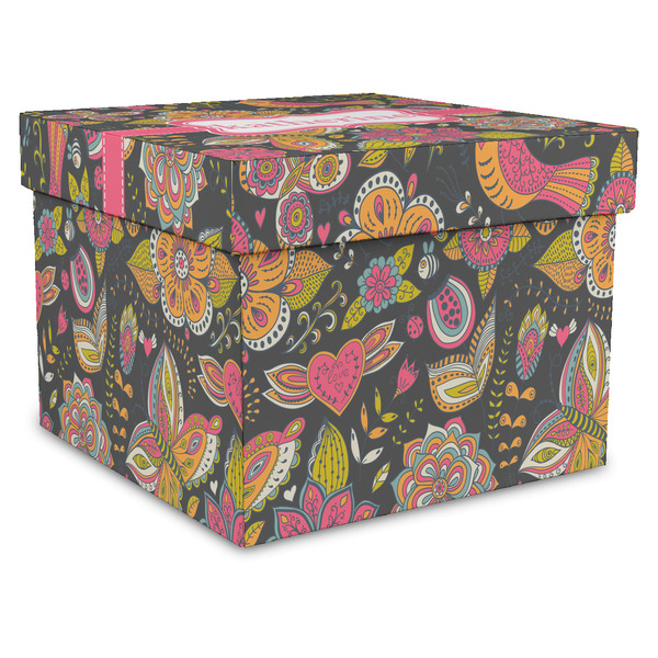 Custom Birds & Butterflies Gift Box with Lid - Canvas Wrapped - XX-Large (Personalized)