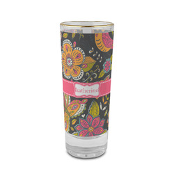 Birds & Butterflies 2 oz Shot Glass - Glass with Gold Rim (Personalized)