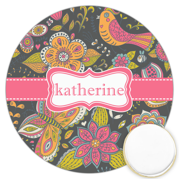 Custom Birds & Butterflies Printed Cookie Topper - 3.25" (Personalized)