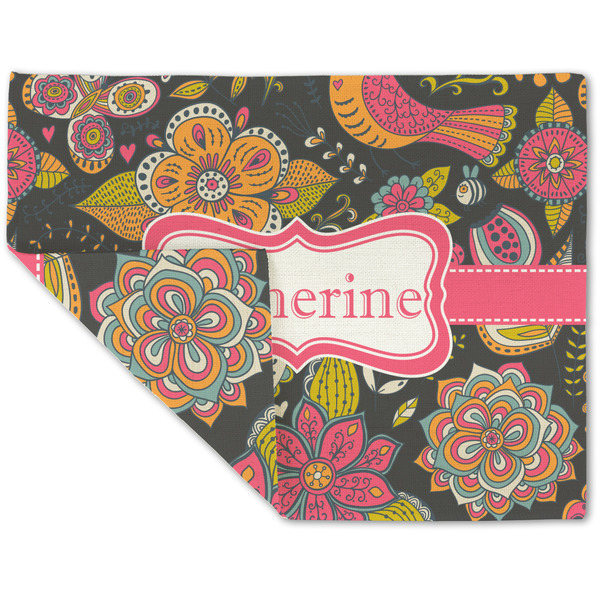 Custom Birds & Butterflies Double-Sided Linen Placemat - Single w/ Name or Text