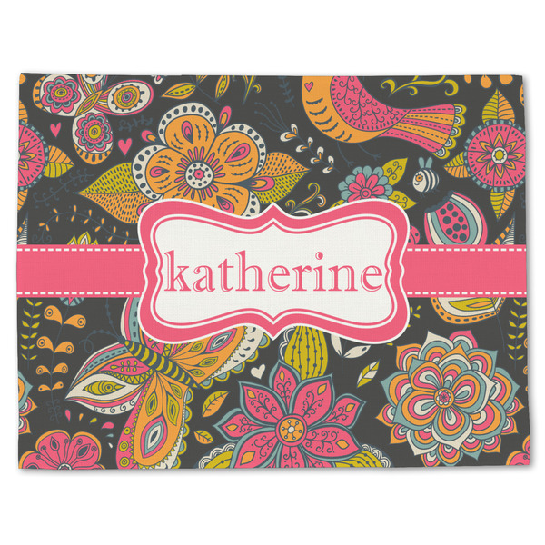 Custom Birds & Butterflies Single-Sided Linen Placemat - Single w/ Name or Text