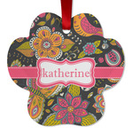 Birds & Butterflies Metal Paw Ornament - Double Sided w/ Name or Text