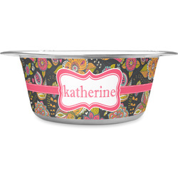 Birds & Butterflies Stainless Steel Dog Bowl - Large (Personalized)