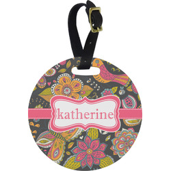 Birds & Butterflies Plastic Luggage Tag - Round (Personalized)