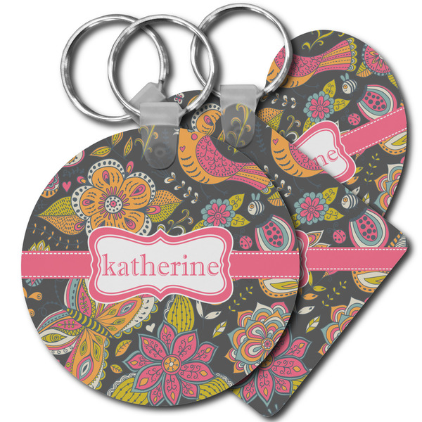 Custom Birds & Butterflies Plastic Keychain (Personalized)