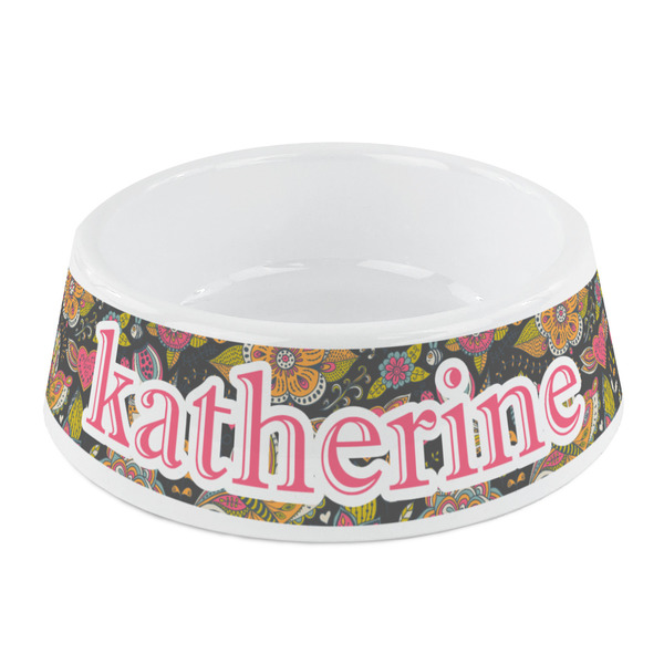 Custom Birds & Butterflies Plastic Dog Bowl - Small (Personalized)