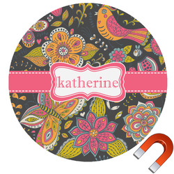Birds & Butterflies Round Car Magnet - 6" (Personalized)
