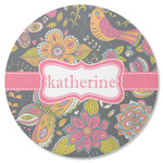 Birds & Butterflies Round Rubber Backed Coaster (Personalized)