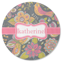 Birds & Butterflies Round Rubber Backed Coaster (Personalized)