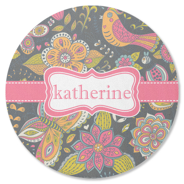 Custom Birds & Butterflies Round Rubber Backed Coaster (Personalized)