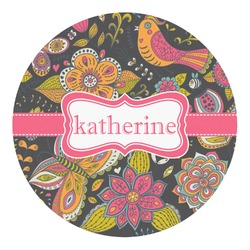 Birds & Butterflies Round Decal - Small (Personalized)