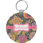 Birds & Butterflies Round Plastic Keychain (Personalized)