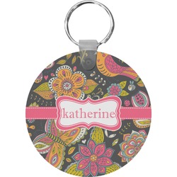 Birds & Butterflies Round Plastic Keychain (Personalized)