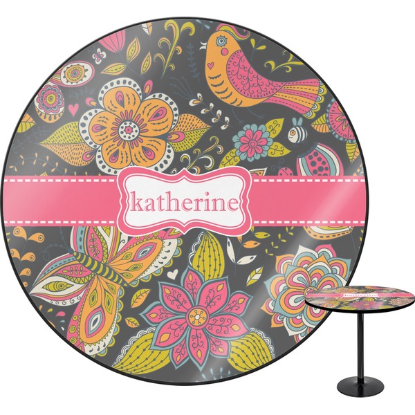 Custom Birds & Butterflies Round Table - 24" (Personalized)