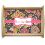 Birds & Butterflies Natural Wooden Tray - Large (Personalized)