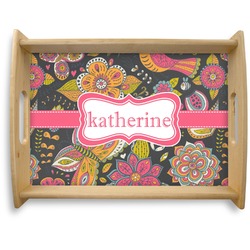 Birds & Butterflies Natural Wooden Tray - Large (Personalized)