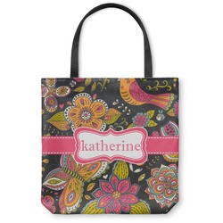 Birds & Butterflies Canvas Tote Bag - Large - 18"x18" (Personalized)