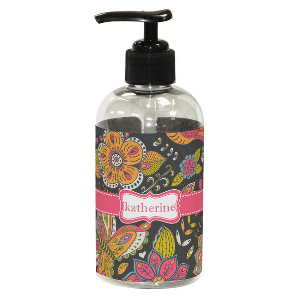 Custom Birds & Butterflies Plastic Soap / Lotion Dispenser (8 oz - Small - Black) (Personalized)