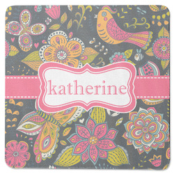 Birds & Butterflies Square Rubber Backed Coaster (Personalized)