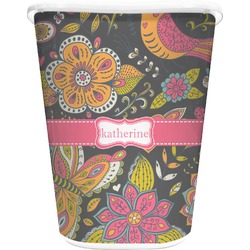 Birds & Butterflies Waste Basket - Double Sided (White) (Personalized)