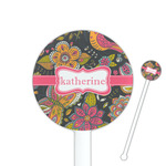 Birds & Butterflies 5.5" Round Plastic Stir Sticks - White - Double Sided (Personalized)