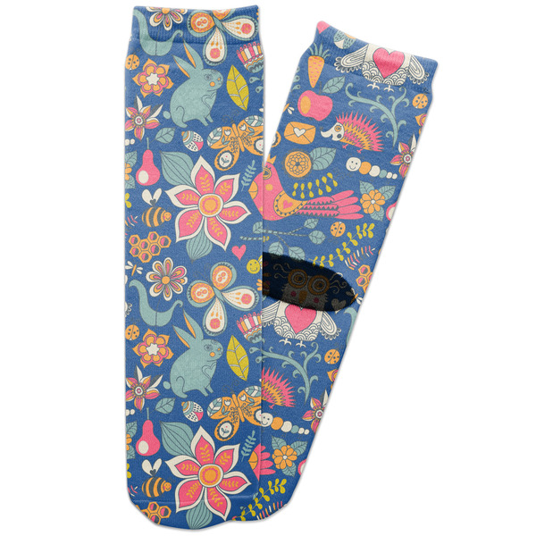 Custom Owl & Hedgehog Adult Crew Socks