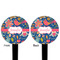 Owl & Hedgehog Black Plastic 4" Food Pick - Round - Double Sided - Front & Back