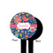 Owl & Hedgehog Black Plastic 4" Food Pick - Round - Single Sided - Front & Back