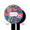 Owl & Hedgehog Black Plastic 6" Food Pick - Round - Single Sided - Front & Back