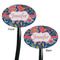 Owl & Hedgehog Black Plastic 7" Stir Stick - Double Sided - Oval - Front & Back