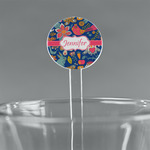 Owl & Hedgehog 7" Round Plastic Stir Sticks - Clear (Personalized)