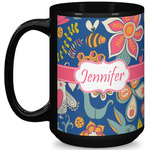 Owl & Hedgehog 15 Oz Coffee Mug - Black (Personalized)