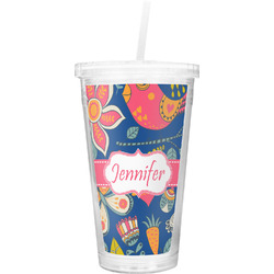 Owl & Hedgehog Double Wall Tumbler with Straw (Personalized)