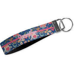 Owl & Hedgehog Wristlet Webbing Keychain Fob (Personalized)