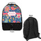 Owl & Hedgehog Large Backpack - Black - Front & Back View