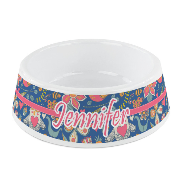 Custom Owl & Hedgehog Plastic Dog Bowl - Small (Personalized)