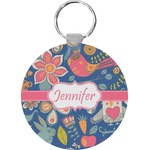 Owl & Hedgehog Round Plastic Keychain (Personalized)