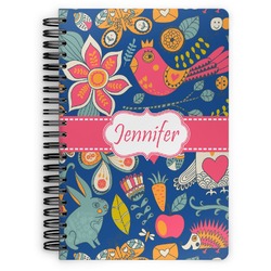 Owl & Hedgehog Spiral Notebook - 7x10 w/ Name or Text