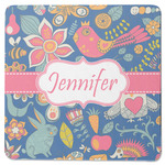 Owl & Hedgehog Square Rubber Backed Coaster (Personalized)