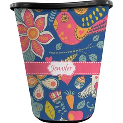 Owl & Hedgehog Waste Basket - Double Sided (Black) (Personalized)