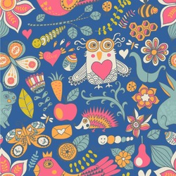 Owl & Hedgehog Wallpaper & Surface Covering (Peel & Stick 24"x 24" Sample)