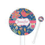 Owl & Hedgehog 5.5" Round Plastic Stir Sticks - White - Double Sided (Personalized)