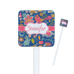 Owl & Hedgehog Square Plastic Stir Sticks - Single Sided (Personalized)