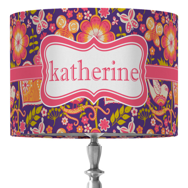 Custom Birds & Hearts 16" Drum Lamp Shade - Fabric (Personalized)