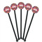 Birds & Hearts Black Plastic 5.5" Stir Stick - Round - Fan View