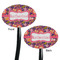 Birds & Hearts Black Plastic 7" Stir Stick - Double Sided - Oval - Front & Back